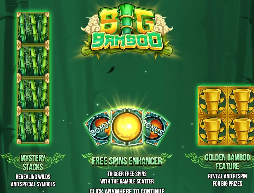 Big Bamboo Game-Art mit Logo, Mystery Stacks und Golden Bamboo Feature